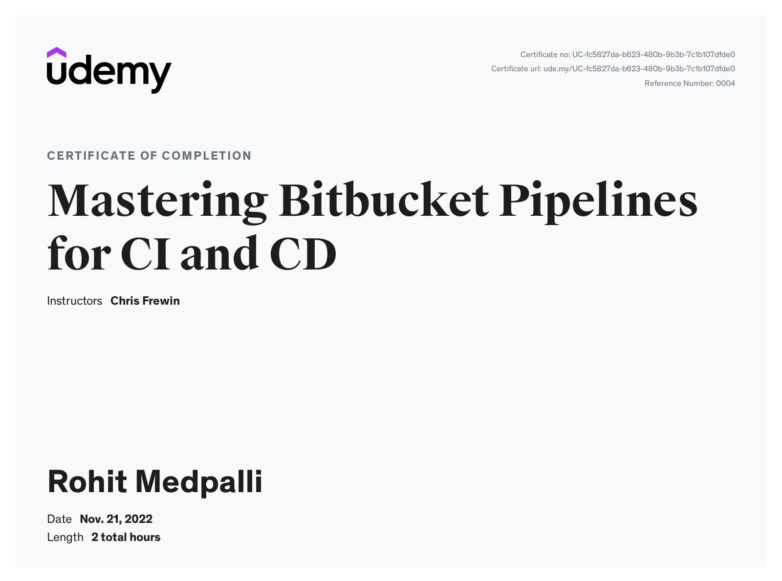 Mastering Bitbucket Pipelines for CI and CD Certificate